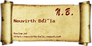 Neuvirth Béla névjegykártya