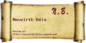 Neuvirth Béla névjegykártya